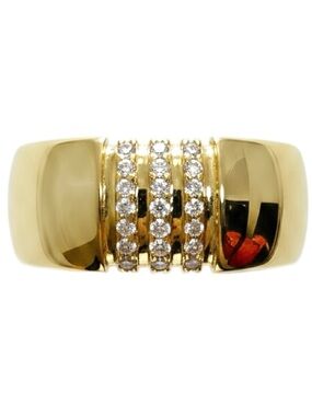 18K Gold Filled Multi Row CZ Accent Chunky Band Statement Ring
